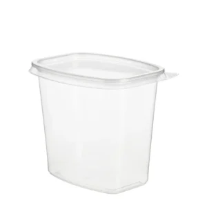 Skaidrūs ovalūs plastikiniai indeliai su dangteliu, 1000 ml (10 vnt.)